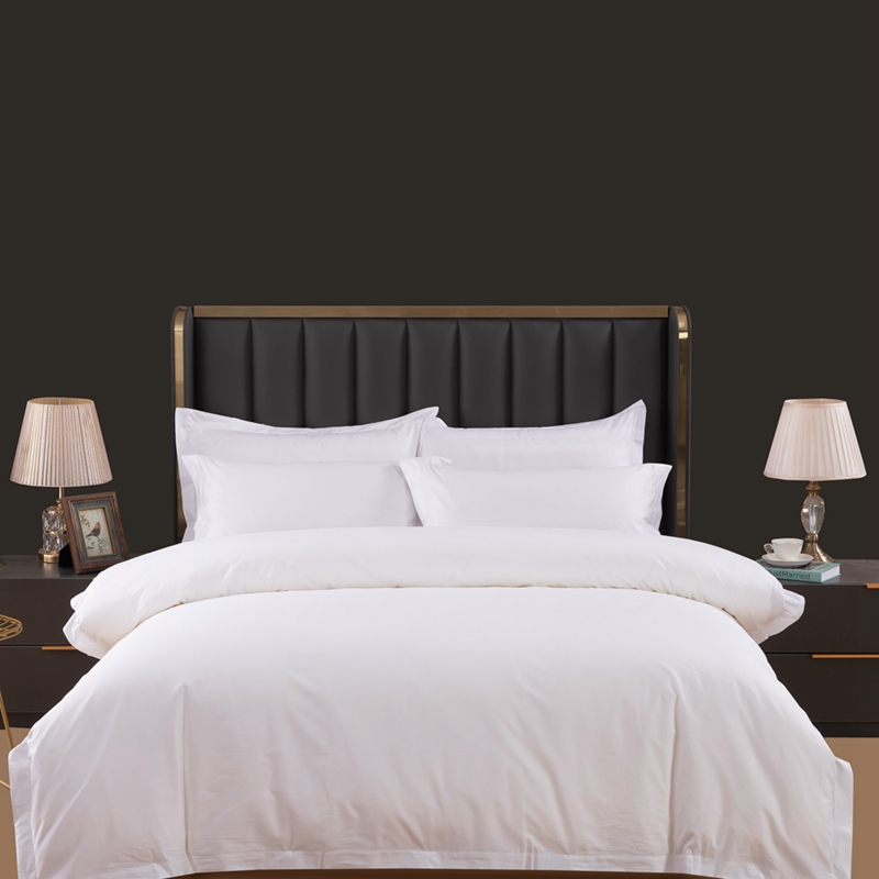 6080S 400TC 100% Cotton Sateen Plain White Hotel Bedding  Set