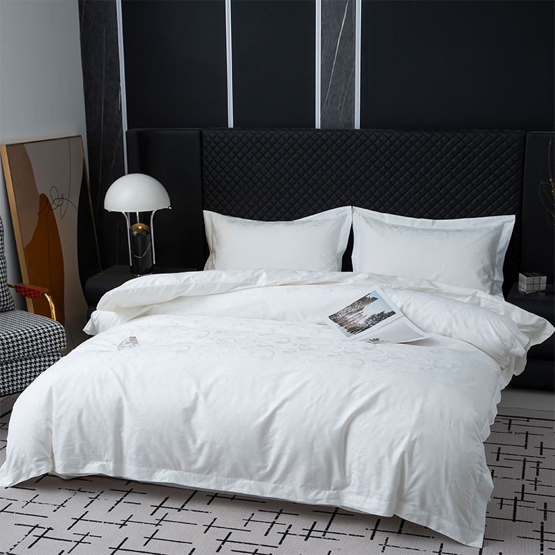 New Jacquard 100% Cotton Sateen White Hotel Linen Bedroom Bedding Sheet Set New Jacquard 100% Cotton Sateen White Hotel Linen Bedroom Bedding Sheet Set