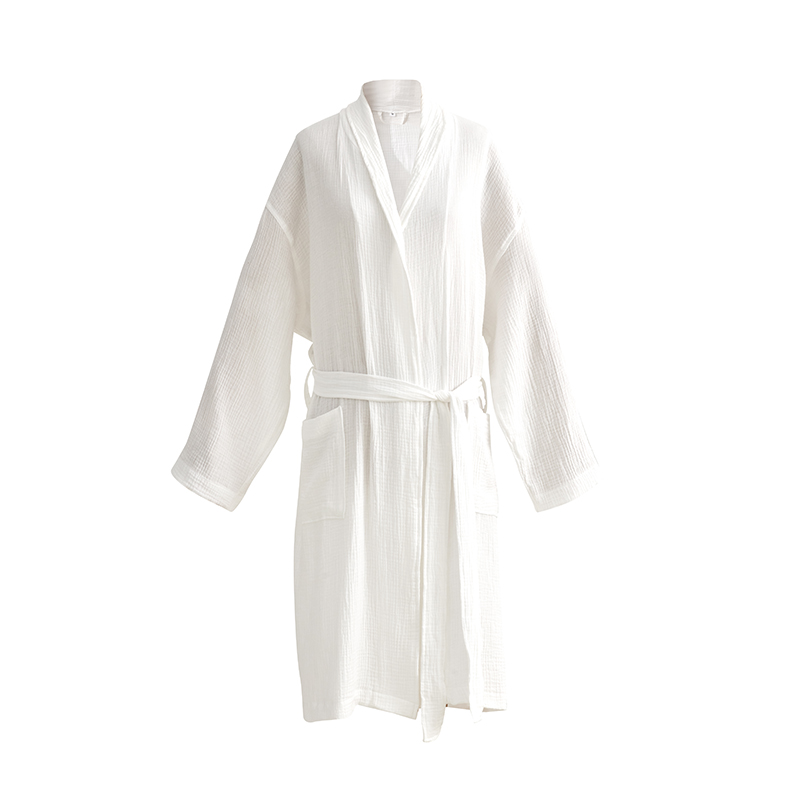 Double-layer Gauze Cotton Fabric Shawl Collar Hotel Bathrobe